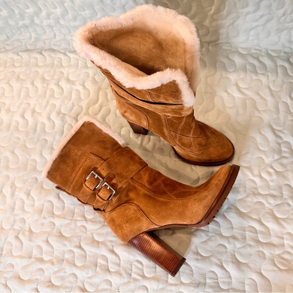 Sigerson Morrison Evanlee‎ Dyed Shearling Suede Boots 7.5 Brand New - Picture 3 of 15